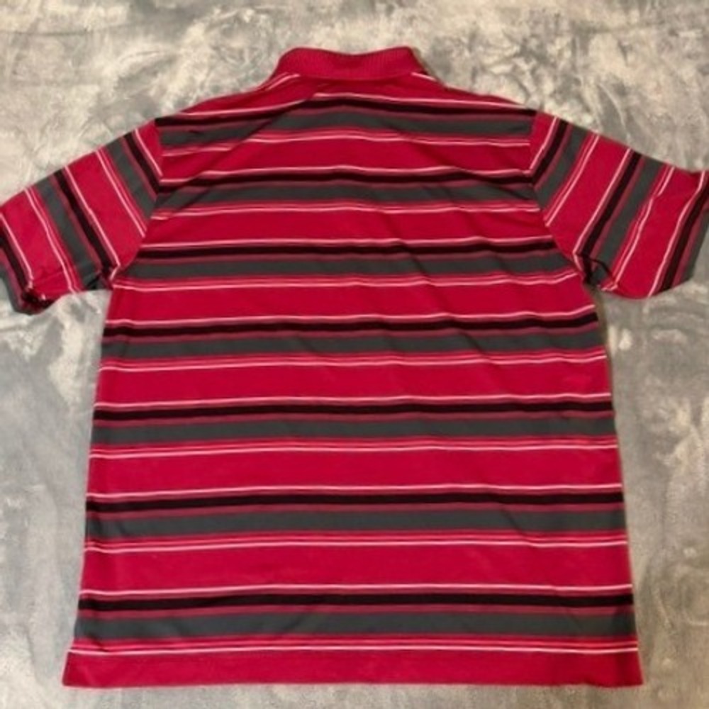 Nike Polo Dri-FIT Red‎ Grey Black Striped Short Sleeve Polo Shirt Mens XL EUC - Picture 2 of 7